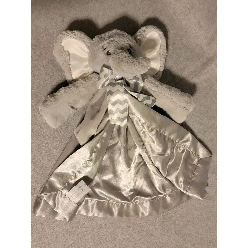 Bearington Baby Lil Spout  Gray Elephant Plush Security Blanket Lovey